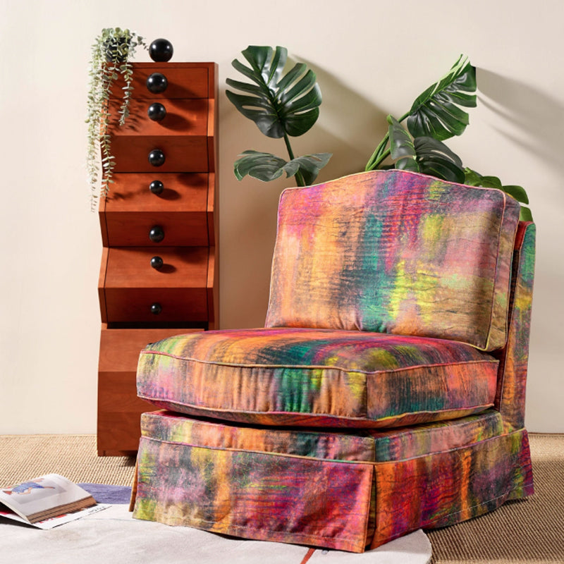 Abstract Watercolor Pattern Polyester Birch Wood Accent Chair - Creative Artistic Lounge Chair for Living Room Lumendat