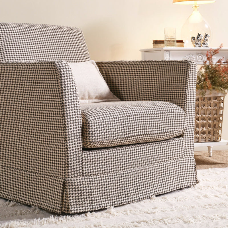 Classic Houndstooth Birch Wood Accent Chair - Scandinavian Lounge Chair for Living Room & Bedroom Lumendat