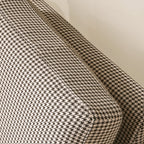 Classic Houndstooth Birch Wood Accent Chair - Scandinavian Lounge Chair for Living Room & Bedroom Lumendat