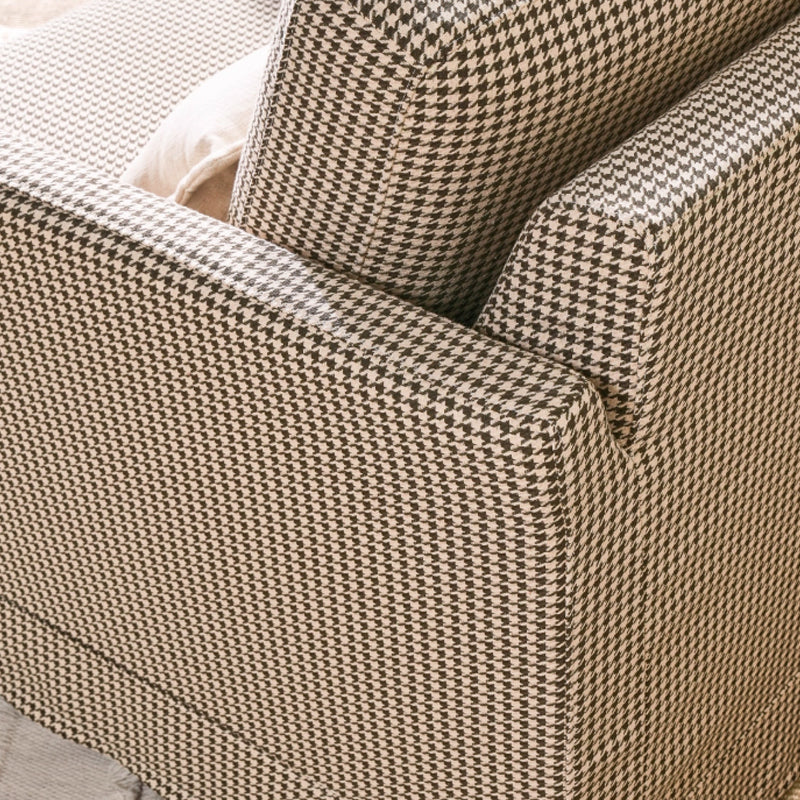 Classic Houndstooth Birch Wood Accent Chair - Scandinavian Lounge Chair for Living Room & Bedroom Lumendat