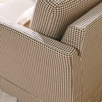 Classic Houndstooth Birch Wood Accent Chair - Scandinavian Lounge Chair for Living Room & Bedroom Lumendat