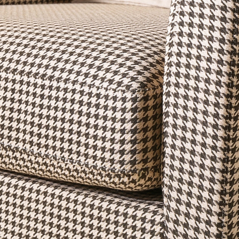 Classic Houndstooth Birch Wood Accent Chair - Scandinavian Lounge Chair for Living Room & Bedroom Lumendat
