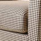 Classic Houndstooth Birch Wood Accent Chair - Scandinavian Lounge Chair for Living Room & Bedroom Lumendat