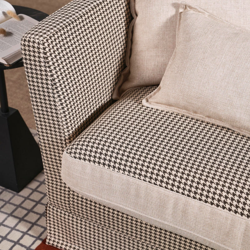 Classic Houndstooth Pattern Birch Wood Sofa – Minimalist Understated Elegant Sofa with 3/4 Seater for Living Room Lumendat
