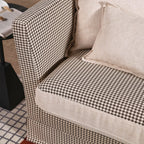 Classic Houndstooth Pattern Birch Wood Sofa – Minimalist Understated Elegant Sofa with 3/4 Seater for Living Room Lumendat