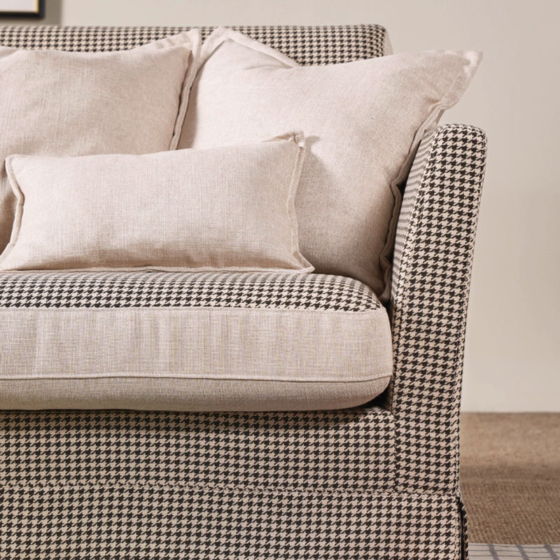 Classic Houndstooth Pattern Birch Wood Sofa – Minimalist Understated Elegant Sofa with 3/4 Seater for Living Room Lumendat