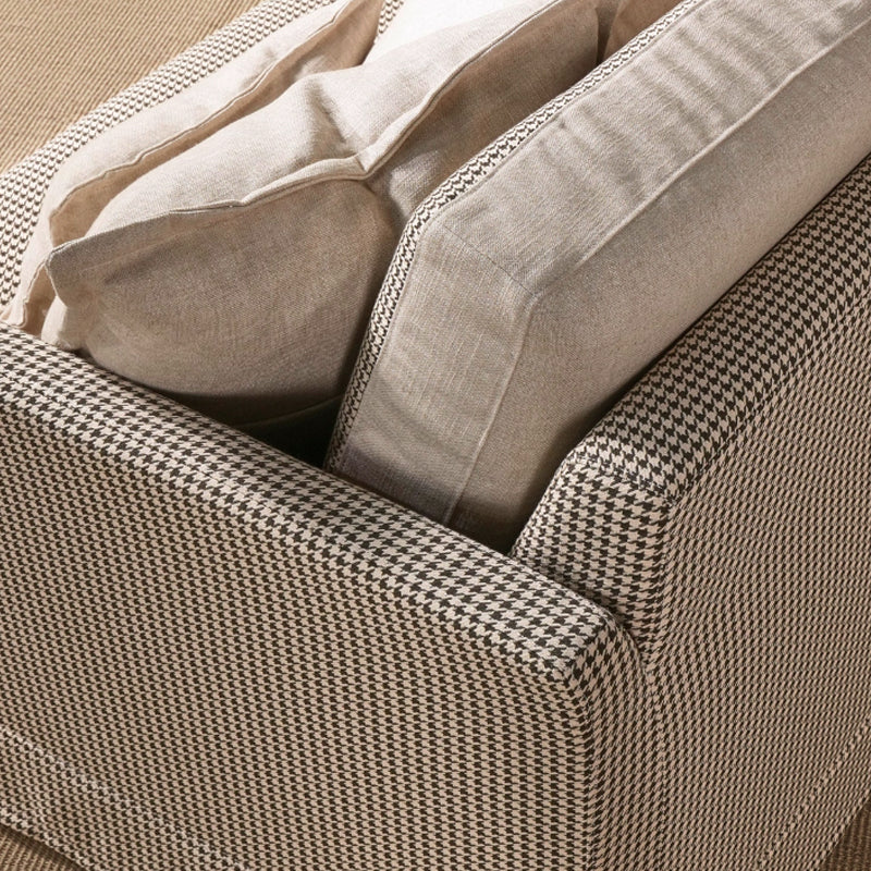 Classic Houndstooth Pattern Birch Wood Sofa – Minimalist Understated Elegant Sofa with 3/4 Seater for Living Room Lumendat