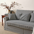 Bold Striped Pattern Polyester Upholstery Birch Wood Sofa - Vintage Soft-Touch Sofa With 3/4 Seater for Living Room Lumendat