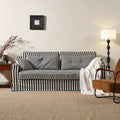 Bold Striped Pattern Polyester Upholstery Birch Wood Sofa - Vintage Soft-Touch Sofa With 3/4 Seater for Living Room Lumendat