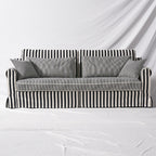 Bold Striped Pattern Polyester Upholstery Birch Wood Sofa - Vintage Soft-Touch Sofa With 3/4 Seater for Living Room Lumendat