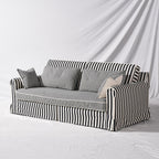 Bold Striped Pattern Polyester Upholstery Birch Wood Sofa - Vintage Soft-Touch Sofa With 3/4 Seater for Living Room Lumendat