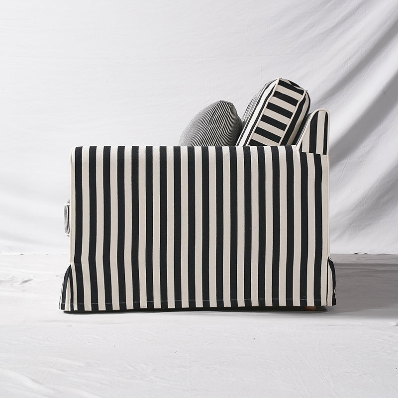 Bold Striped Pattern Polyester Upholstery Birch Wood Sofa - Vintage Soft-Touch Sofa With 3/4 Seater for Living Room Lumendat