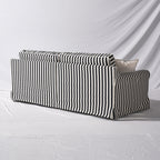 Bold Striped Pattern Polyester Upholstery Birch Wood Sofa - Vintage Soft-Touch Sofa With 3/4 Seater for Living Room Lumendat