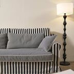 Bold Striped Pattern Polyester Upholstery Birch Wood Sofa - Vintage Soft-Touch Sofa With 3/4 Seater for Living Room Lumendat