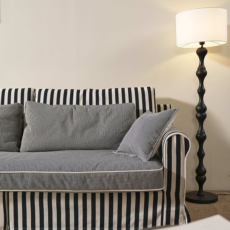 Bold Striped Pattern Polyester Upholstery Birch Wood Sofa - Vintage Soft-Touch Sofa With 3/4 Seater for Living Room Lumendat
