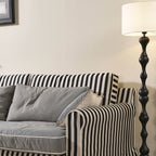 Bold Striped Pattern Polyester Upholstery Birch Wood Sofa - Vintage Soft-Touch Sofa With 3/4 Seater for Living Room Lumendat
