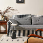 Bold Striped Pattern Polyester Upholstery Birch Wood Sofa - Vintage Soft-Touch Sofa With 3/4 Seater for Living Room Lumendat