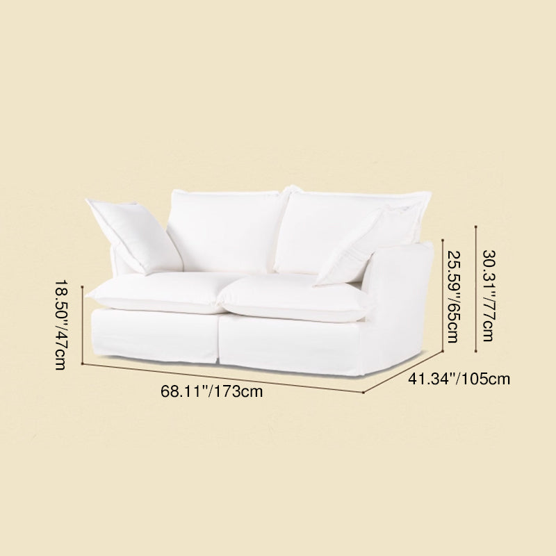 Pearl White Birch Wood Sofa – Minimalist Pillow-Style Settee Bench With 2/3 Seater for Living Room Lumendat
