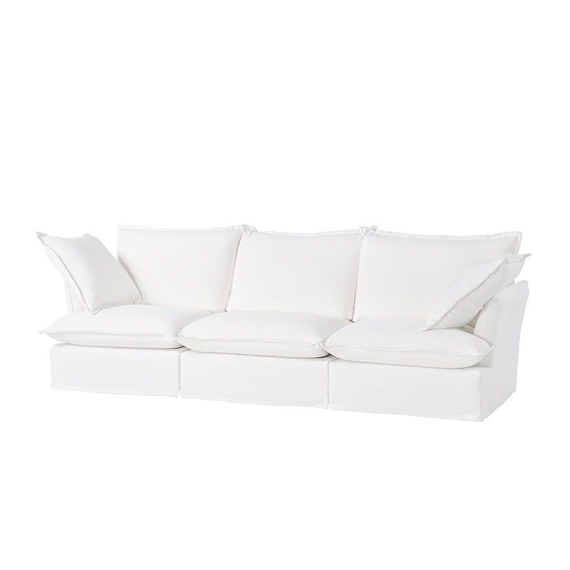 Pearl White Birch Wood Sofa – Minimalist Pillow-Style Settee Bench With 2/3 Seater for Living Room Lumendat