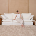 Pearl White Birch Wood Sofa – Minimalist Pillow-Style Settee Bench With 2/3 Seater for Living Room Lumendat