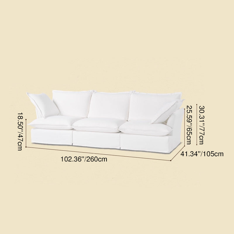 Pearl White Birch Wood Sofa – Minimalist Pillow-Style Settee Bench With 2/3 Seater for Living Room Lumendat