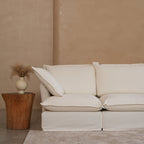 Pearl White Birch Wood Sofa – Minimalist Pillow-Style Settee Bench With 2/3 Seater for Living Room Lumendat