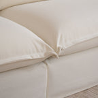 Pearl White Birch Wood Sofa – Minimalist Pillow-Style Settee Bench With 2/3 Seater for Living Room Lumendat
