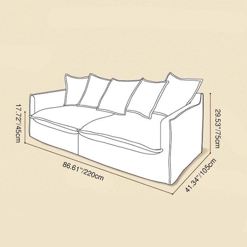 Moonlight White Linen Birch Wood Sofa - French Pure Soft-Touch Lounge Sofa With 3/4 Seater For Living Room Lumendat