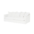 Moonlight White Linen Birch Wood Sofa - French Pure Soft-Touch Lounge Sofa With 3/4 Seater For Living Room Lumendat