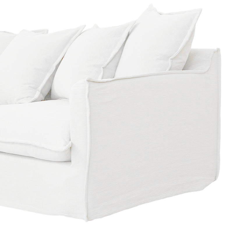 Moonlight White Linen Birch Wood Sofa - French Pure Soft-Touch Lounge Sofa With 3/4 Seater For Living Room Lumendat