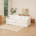 Moonlight White Linen Birch Wood Sofa - French Pure Soft-Touch Lounge Sofa With 3/4 Seater For Living Room Lumendat