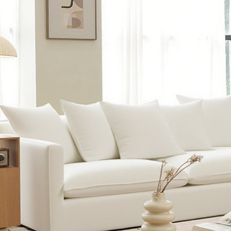 Moonlight White Linen Birch Wood Sofa - French Pure Soft-Touch Lounge Sofa With 3/4 Seater For Living Room Lumendat