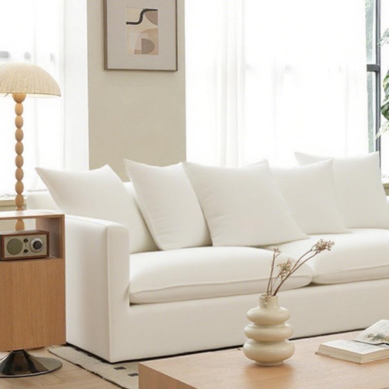 Moonlight White Linen Birch Wood Sofa - French Pure Soft-Touch Lounge Sofa With 3/4 Seater For Living Room Lumendat