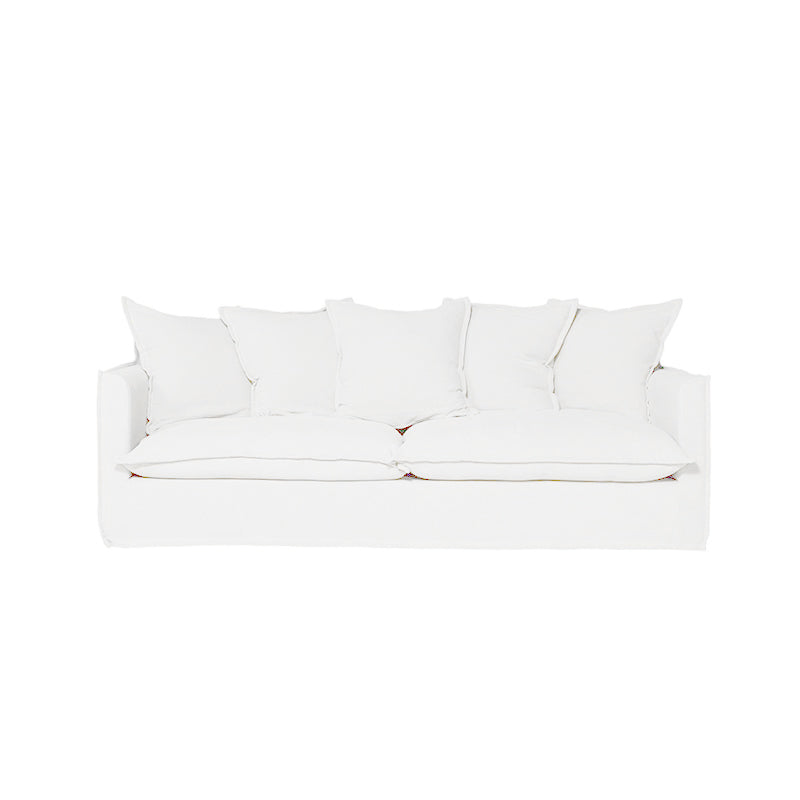 Moonlight White Linen Birch Wood Sofa - French Pure Soft-Touch Lounge Sofa With 3/4 Seater For Living Room Lumendat