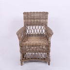 Coastal Rattan Dining Chair - Hand-Woven Indonesian Rattan Chair Backrest Armrest For Garden & Outdoor Patio Lumendat