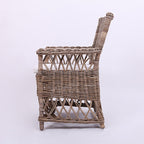 Coastal Rattan Dining Chair - Hand-Woven Indonesian Rattan Chair Backrest Armrest For Garden & Outdoor Patio Lumendat