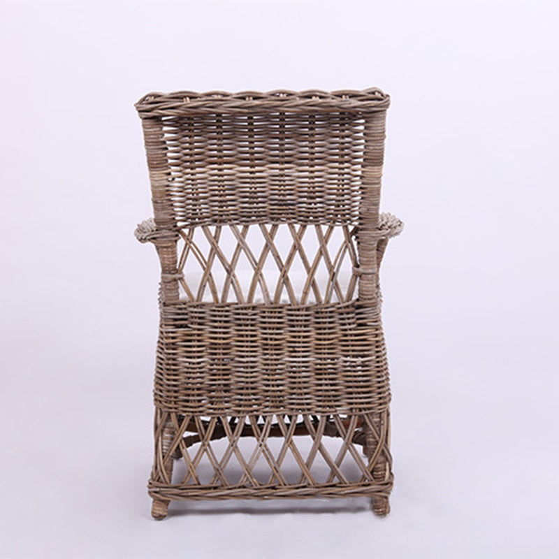 Coastal Rattan Dining Chair - Hand-Woven Indonesian Rattan Chair Backrest Armrest For Garden & Outdoor Patio Lumendat
