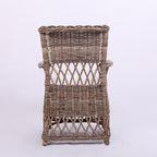 Coastal Rattan Dining Chair - Hand-Woven Indonesian Rattan Chair Backrest Armrest For Garden & Outdoor Patio Lumendat