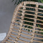 Breathable Coastal Bar Stool - Hand-Woven Texture Hollow Rattan Backrest Armless Stool For Dining Room Lumendat
