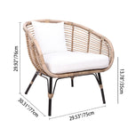 Moisture-Absorbing Boho Accent Chair - Sturdy Rattan & Stable Iron Garden Chair For Garden & Outdoor Patio Lumendat