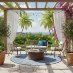 Moisture-Absorbing Boho Accent Chair - Sturdy Rattan & Stable Iron Garden Chair For Garden & Outdoor Patio Lumendat