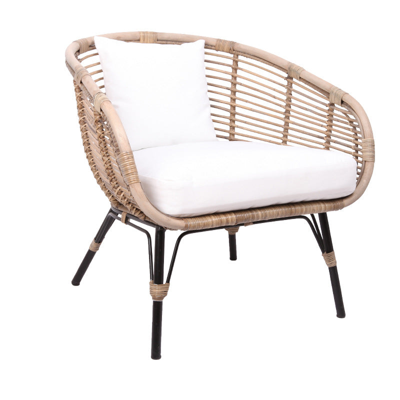 Moisture-Absorbing Boho Accent Chair - Sturdy Rattan & Stable Iron Garden Chair For Garden & Outdoor Patio Lumendat