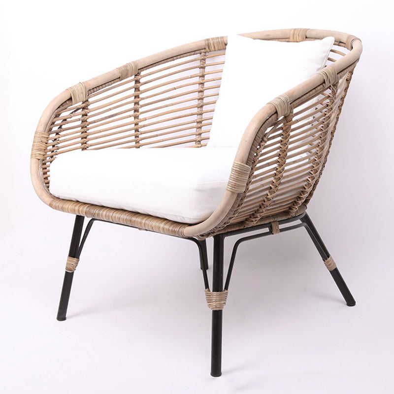Moisture-Absorbing Boho Accent Chair - Sturdy Rattan & Stable Iron Garden Chair For Garden & Outdoor Patio Lumendat