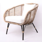 Moisture-Absorbing Boho Accent Chair - Sturdy Rattan & Stable Iron Garden Chair For Garden & Outdoor Patio Lumendat