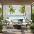 Moisture-Absorbing Boho Accent Chair - Sturdy Rattan & Stable Iron Garden Chair For Garden & Outdoor Patio Lumendat