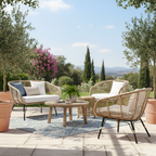 Moisture-Absorbing Boho Accent Chair - Sturdy Rattan & Stable Iron Garden Chair For Garden & Outdoor Patio Lumendat