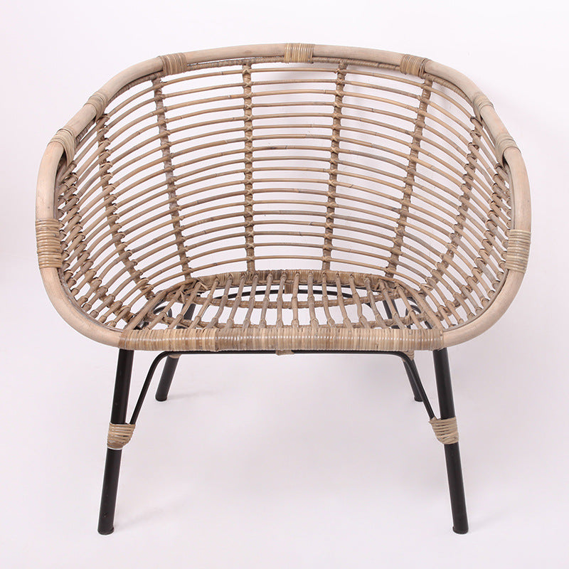 Moisture-Absorbing Boho Accent Chair - Sturdy Rattan & Stable Iron Garden Chair For Garden & Outdoor Patio Lumendat