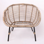 Moisture-Absorbing Boho Accent Chair - Sturdy Rattan & Stable Iron Garden Chair For Garden & Outdoor Patio Lumendat