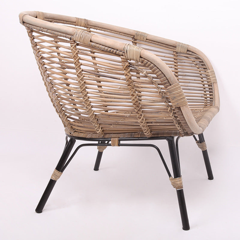 Moisture-Absorbing Boho Accent Chair - Sturdy Rattan & Stable Iron Garden Chair For Garden & Outdoor Patio Lumendat