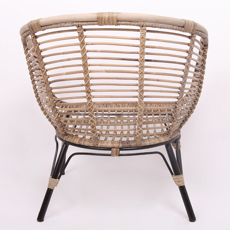 Moisture-Absorbing Boho Accent Chair - Sturdy Rattan & Stable Iron Garden Chair For Garden & Outdoor Patio Lumendat